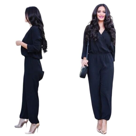 Cabi Casey Style Black Polyester V-Neck Jumpsuit Women's Small Lightweight Soft - Picture 1 of 11